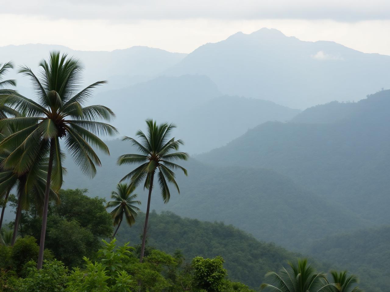 Temporary placeholder photograph of green Jamaican hills and palm trees